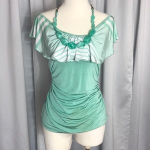 Pretty stone detail stretchy mint lime green top